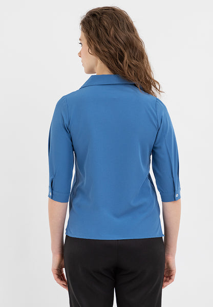 Krizia Quarter Sleeve Collared Blouse Top