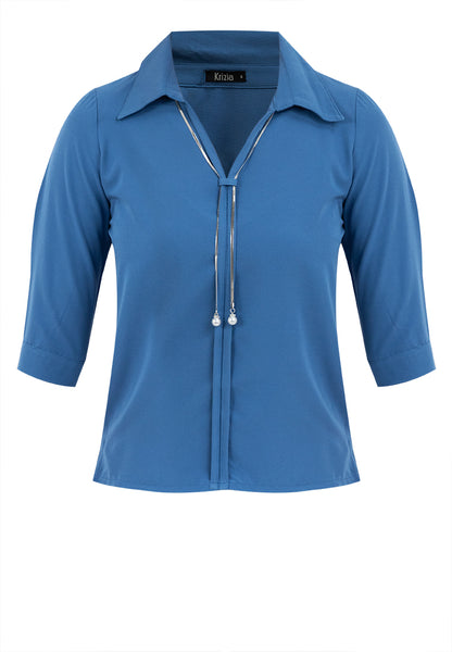 Krizia Quarter Sleeve Collared Blouse Top