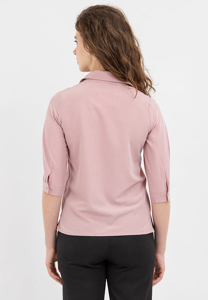 Krizia Quarter Sleeve Collared Blouse Top