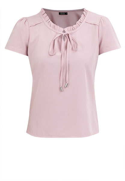 Krizia Puff Sleeves Ruffle Tie Neck Blouse Top
