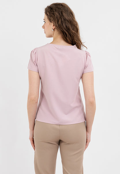 Krizia Puff Sleeves Ruffle Tie Neck Blouse Top