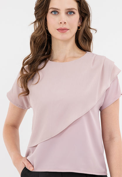 Krizia Overlap Round Neck Blouse Top