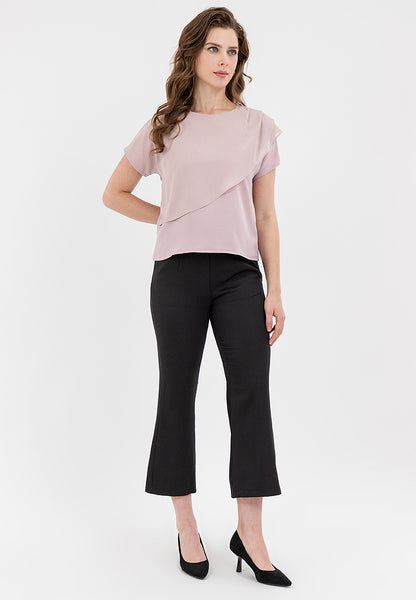 Krizia Overlap Round Neck Blouse Top