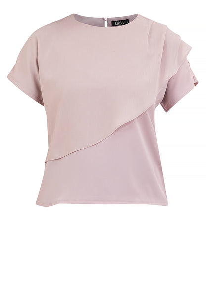Krizia Overlap Round Neck Blouse Top