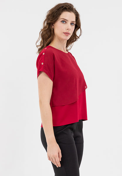 Krizia Overlap Round Neck Blouse Top