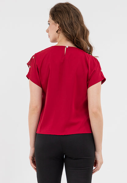 Krizia Overlap Round Neck Blouse Top