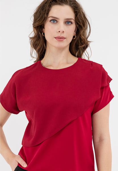 Krizia Overlap Round Neck Blouse Top