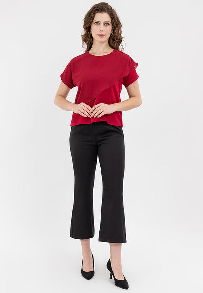 Krizia Overlap Round Neck Blouse Top