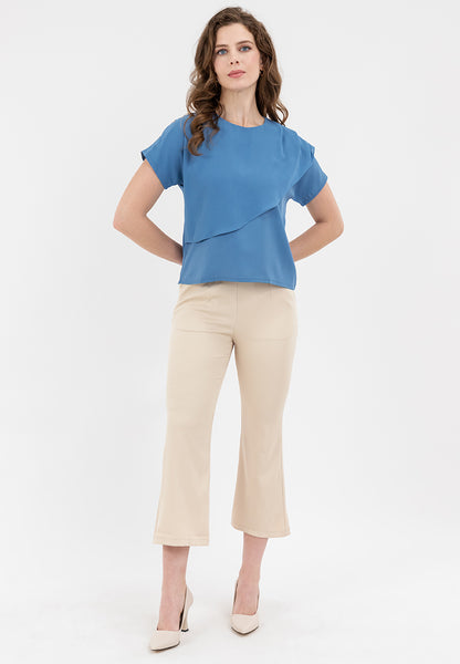 Krizia Overlap Round Neck Blouse Top