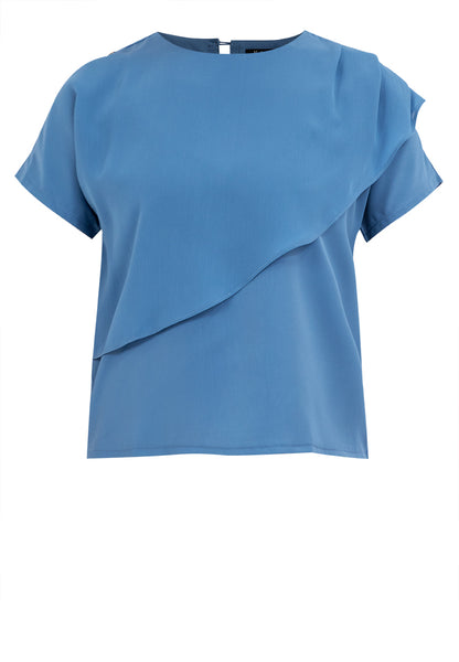 Krizia Overlap Round Neck Blouse Top