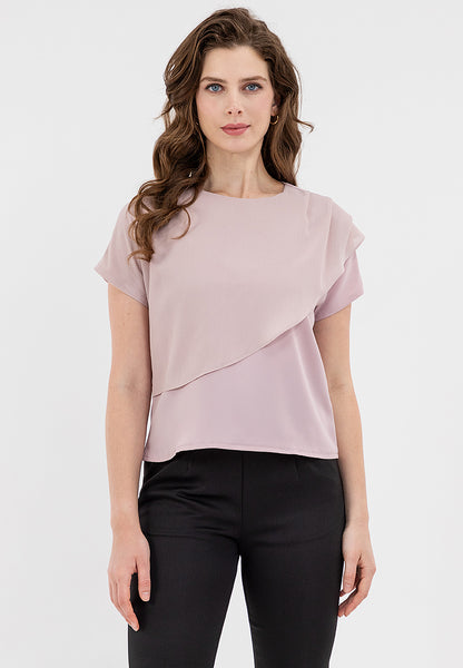 Krizia Overlap Round Neck Blouse Top