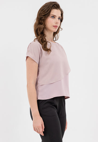 Krizia Overlap Round Neck Blouse Top