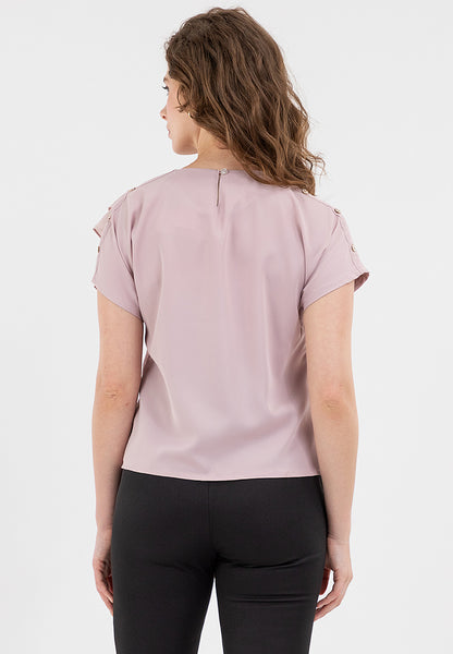 Krizia Overlap Round Neck Blouse Top