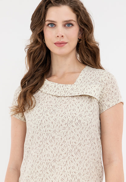 Krizia Decorative Ruffle Neckline Printed Blouse Top