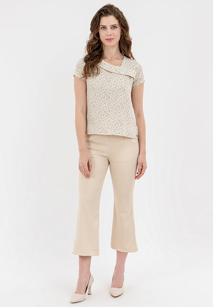 Krizia Decorative Ruffle Neckline Printed Blouse Top