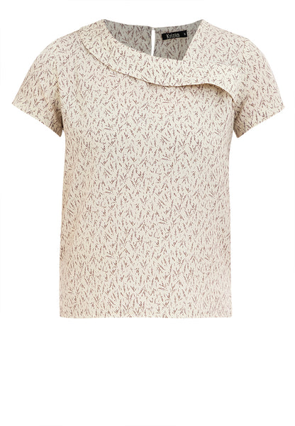 Krizia Decorative Ruffle Neckline Printed Blouse Top
