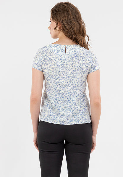 Krizia Decorative Ruffle Neckline Printed Blouse Top