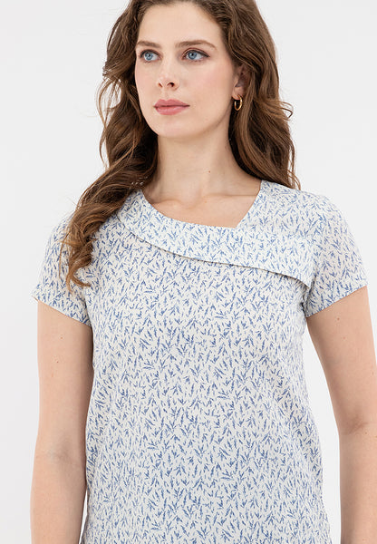 Krizia Decorative Ruffle Neckline Printed Blouse Top