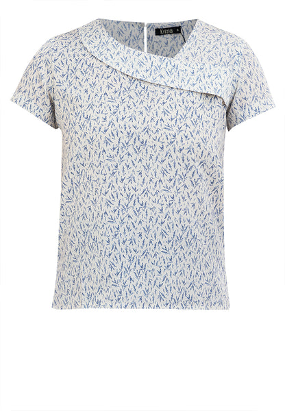 Krizia Decorative Ruffle Neckline Printed Blouse Top