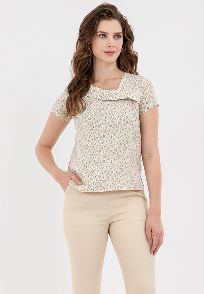 Krizia Decorative Ruffle Neckline Printed Blouse Top