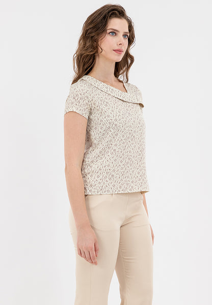 Krizia Decorative Ruffle Neckline Printed Blouse Top