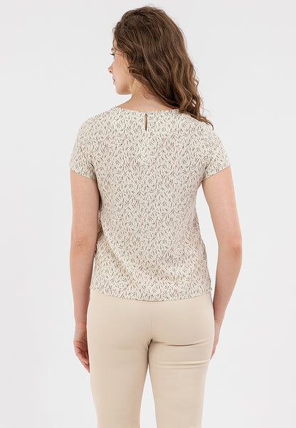 Krizia Decorative Ruffle Neckline Printed Blouse Top