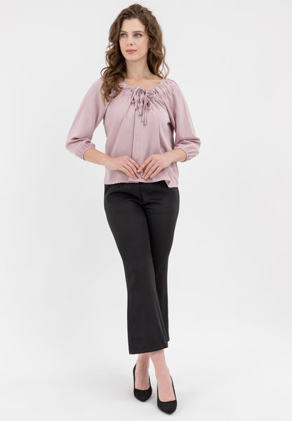 Krizia Decorative Tie Neckline 3/4 Long Sleeve Blouse Top