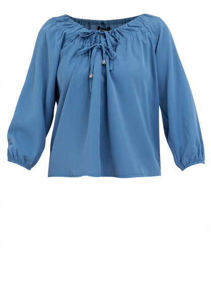 Krizia Decorative Tie Neckline 3/4 Long Sleeve Blouse Top