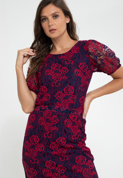 Krizia Lace Puff Sleeves Top and Midi Skirt