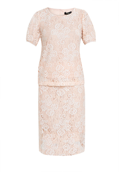 Krizia Lace Puff Sleeves Top and Midi Skirt