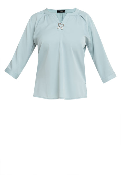 Krizia V-Neck Detachable Brooch Pin Blouse Top