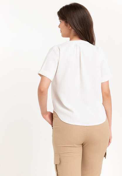 Krizia Waffle V Neck Blouse Top