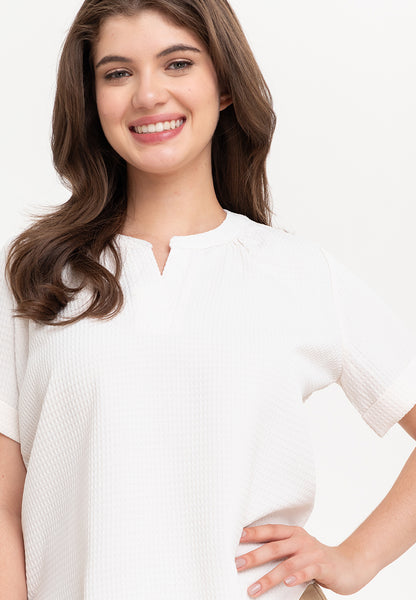 Krizia Waffle V Neck Blouse Top