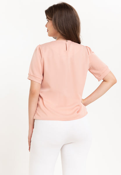 Krizia Detailed V Neck Pleated Blouse Top