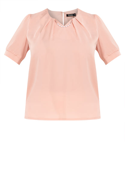 Krizia Detailed V Neck Pleated Blouse Top