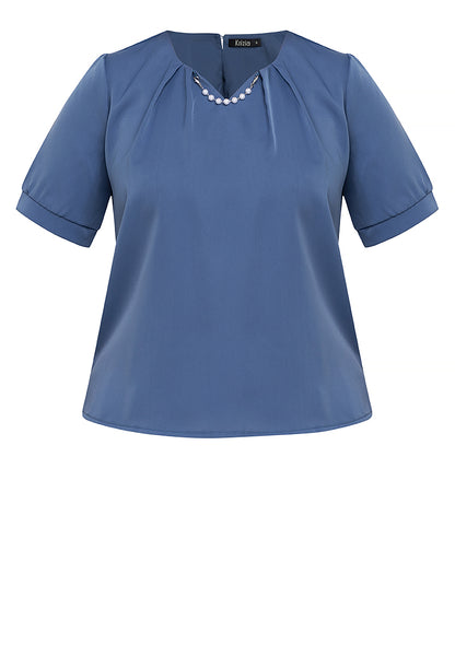 Krizia Detailed V Neck Pleated Blouse Top