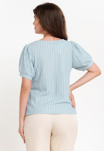 Krizia Pearl Detail Puff Sleeves Blouse Top