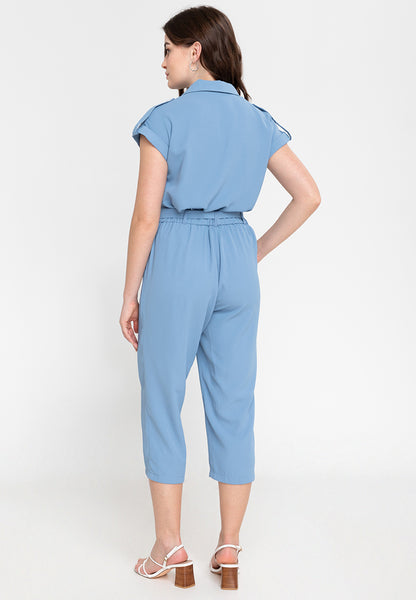 Krizia Cotton Blend Lapel Blouse and Pants 2 Piece Set Terno