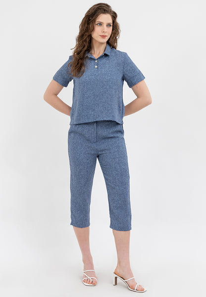 Krizia Collared Top Blouse and Pants 2 Piece Set Terno