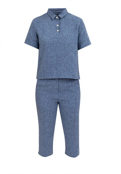 Krizia Collared Top Blouse and Pants 2 Piece Set Terno