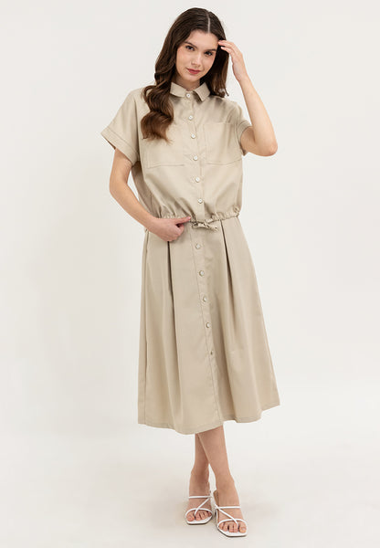 Krizia Button Down Collared Crop Shirt & Pleated Midi Skirt