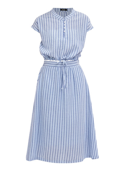 Chic and Casual Two-pieces Buttoned Placket Tie Hem Top and Gathered Waistband Skirt