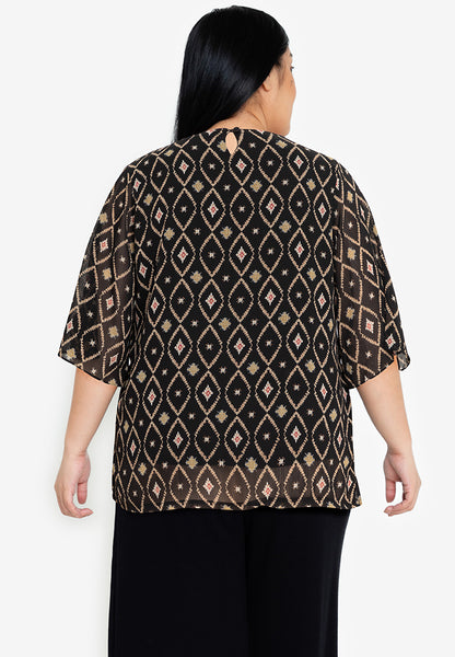 Divina Plus Size Overlap Sleeve Flowy Blouse