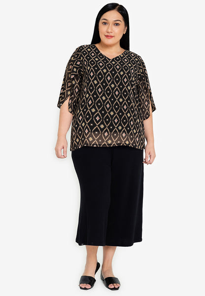 Divina Plus Size Overlap Sleeve Flowy Blouse