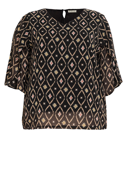 Divina Plus Size Overlap Sleeve Flowy Blouse