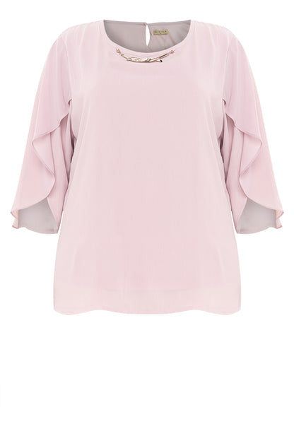 Divina Plus Size Flowy Blouse with Necklace