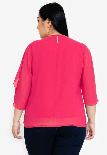 Divina Plus Size Flowy Blouse with Necklace