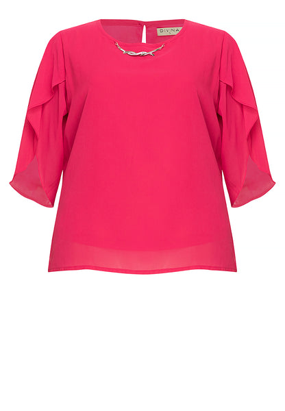 Divina Plus Size Flowy Blouse with Necklace