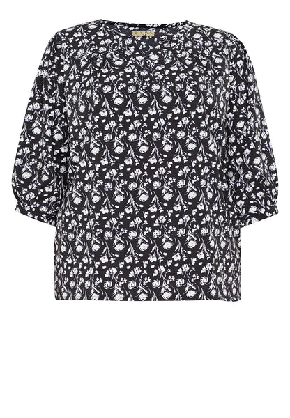 Divina Plus Size V-Neck 3/4 Long Sleeve Blouse Top