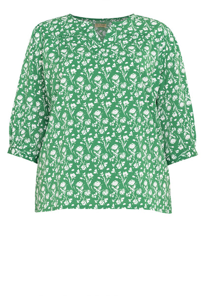 Divina Plus Size V-Neck 3/4 Long Sleeve Blouse Top